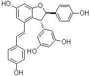 CAS # 253435-07-3, (±)-epsilon-Viniferin, rel-5-[(2R,3R)-2,3-Dihydro-6-hydroxy-2-(4-hydroxyphenyl)-4-[(1E)-2-(4-hydroxyphenyl)ethenyl]-3-benzofuranyl]-1,3-benzenediol