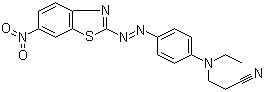 CAS 登录号：25510-81-0, 分散红 145, 3-[乙基[4-[(6-硝基苯并噻唑-2-基)偶氮]苯基]氨基]丙腈