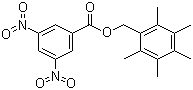 CAS # 25651-71-2, 2,3,4,5,6-Pentamethylbenzyl alcohol 3,5-dinitrobenzoate, 2,3,4,5,6-Pentamethylbenzenemethanol 1-(3,5-dinitrobenzoate)