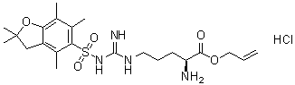 structure of CAS# 257288-23-6, N5-[[[(2,3-二氢-2,2,4,6,7-五甲基-5-苯并呋喃基)磺酰基]氨基]亚氨基甲基]-L-鸟氨酸烯丙酯单盐酸盐