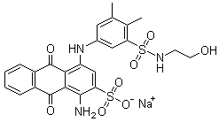 CAS # 25797-81-3, Acid Blue 277, 1-Amino-9,10-dihydro-4-[[5-[[(2-hydroxyethyl)amino]sulfonyl]-3,4-dimethylphenyl]amino]-9,10-dioxo-2-anthracenesulfonic acid sodium salt