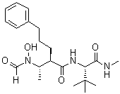 structure of CAS# 260264-93-5, (alphaR)-N-[(1S)-2,2-Dimethyl-1-[(methylamino)carbonyl]propyl]-alpha-[(1S)-1-(formylhydroxyamino)ethyl]benzenepentanamide