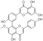 CAS # 2608-21-1, Sotetsuflavon, 4',4''',5,5'',7''-Pentahydroxy-7-methoxy-3''',8-biflavone