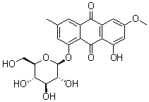 structure of CAS# 26296-54-8, 大黄素甲醚-1-O-beta-D-葡萄糖苷