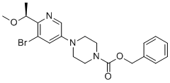 structure of CAS# 2641451-78-5, benzyl 4-[5-bromo-6-[(1S)-1-methoxyethyl]-3-pyridyl]piperazine-1-carboxylate