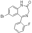 structure of CAS# 2647-50-9, 7-Bromo-5-(2-fluorophenyl)-1,3-dihydrobenzo[e]-1,4-diazepin-2-one