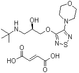CAS # 26839-77-0, D-Timolol maleate, (+)-3-[3-(tert-Butylamino)-2-hydroxypropoxy]-4-morpholino-1,2,5-thiadiazole maleate