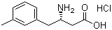 structure of CAS# 270062-92-5, (S)-3-Amino-4-(3-methylphenyl)butyric acid hydrochloride