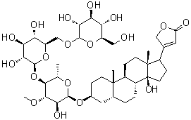 CAS # 27127-79-3, Thevetin B, (3beta,5beta)-3-[(O-beta-D-Glucopyranosyl-(1→6)-O-beta-D-glucopyranosyl-(1→4)-6-deoxy-3-O-methyl-alpha-L-glucopyranosyl)oxy]-14-hydroxycard-20(22)-enolide