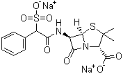 CAS # 28002-18-8, Sulbenicillin sodium, Disodium (2S,5R,6R)-3,3-dimethyl-7-oxo-6-[(R)-2-phenyl-2-sulfonatoacetamido]-4-thia-azabicyclo[3.2.0]heptane-2-carboxylate