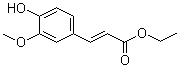 CAS # 28028-62-8, trans-Ferulic acid ethyl ester, (E)-Ethyl 3-(4-hydroxy-3-methoxyphenyl)acrylate, (E)-Ethyl-3-(4-hydroxy-3-methoxyphenyl)acrylate, Ethyl (E)-ferulate