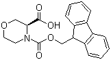 structure of CAS# 281655-37-6, (3S)-3,4-Morpholinedicarboxylic acid 4-(9H-fluoren-9-ylmethyl) ester