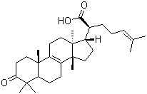 CAS # 28282-25-9, beta-Elemonic acid, 3-Ketotirucalla-8,24-dien-21-oic acid, 3-Oxo-8,24-tirucalledien-21-oic acid, 3-Oxotirucalla-8,24-dien-21-oic acid, 3-Oxotirucallenoic acid, 3-Oxotirucallic acid, Elemadienonic acid, (13alpha,14beta,17alpha,20S)-3-Oxolanosta-8,24-dien-21-oic acid, Elemonic acid