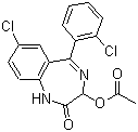 structure of CAS# 2848-96-6, 7-氯-5-(2-氯苯基)-1,3-二氢-2-氧代-2H-1,4-苯并二氮杂卓-3-基乙酸酯
