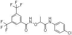 structure of CAS# 285986-88-1, N-[2-[(4-Chlorophenyl)amino]-1-methyl-2-oxoethoxy]-3,5-bis(trifluoromethyl)benzamide