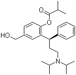 CAS # 286930-02-7, Fesoterodine, 2-Methylpropanoic acid 2-[(1R)-3-[bis(1-methylethyl)amino]-1-phenylpropyl]-4-(hydroxymethyl)phenyl ester