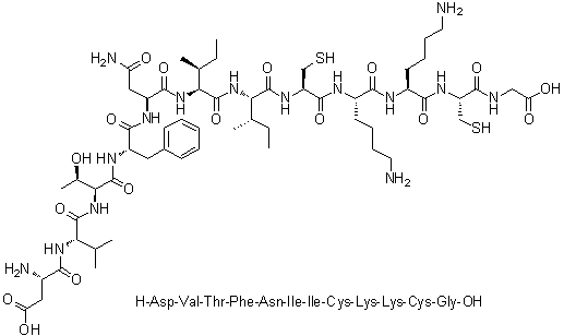 CAS 登录号：289618-75-3, L-alpha-天冬氨酰-L-缬氨酰-L-苏氨酰-L-苯丙氨酰-L-天冬氨酰胺酰-L-异亮氨酰-L-异亮氨酰-L-半胱氨酰-L-赖氨酰-L-赖氨酰-L-半胱氨酰-甘氨酸