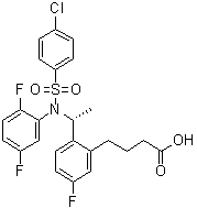 structure of CAS# 290315-45-6, 2-[(1R)-1-[[(4-Chlorophenyl)sulfonyl](2,5-difluorophenyl)amino]ethyl]-5-fluorobenzenebutanoic acid