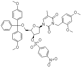 CAS # 290371-75-4, 1-[5-O-[Bis(4-methoxyphenyl)phenylmethyl]-2-deoxy-3-O-[(4-nitrophenyl)sulfonyl]-beta-D-threo-pentofuranosyl]-3-[(2,4-dimethoxyphenyl)methyl]-5-methyl-2,4(1H,3H)-pyrimidinedione