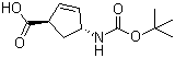 structure of CAS# 298716-03-7, (1R,4R)-4-(Boc-amino)cyclopent-2-enecarboxylic acid