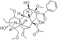 CAS # 302-27-2, Aconitine, Acetylbenzoylaconine