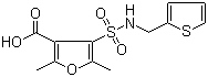 structure of CAS# 306936-40-3, 2,5-Dimethyl-4-[[(2-thienylmethyl)amino]sulfonyl]-3-furoic acid