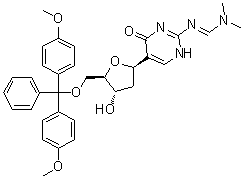 CAS # 307314-30-3, N'-[5-[5-O-[Bis(4-methoxyphenyl)phenylmethyl]-2-deoxy-beta-D-erythro-pentofuranosyl]-1,4-dihydro-4-oxo-2-pyrimidinyl]-N,N-dimethylmethanimidamide