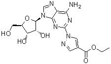 structure of CAS# 313348-16-2, 1-(6-Amino-9-beta-D-ribofuranosyl-9H-purin-2-yl)-1H-pyrazole-4-carboxylic acid ethyl ester