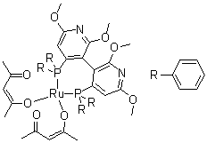 structure of CAS# 316829-35-3, (OC-6-22)-[(3R)-4,4'-双(二苯基膦基)-2,2',6,6'-四甲氧基-3,3'-联吡啶]双(2,4-戊二酮)钌