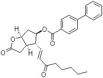 structure of CAS# 31753-00-1, [1,1'-Biphenyl]-4-carboxylic acid (3aR,4R,5R,6aS)-hexahydro-2-oxo-4-[(1E)-3-oxo-1-octenyl]-2H-cyclopenta[b]furan-5-yl ester