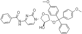 structure of CAS# 325683-91-8, N-[1-[(2R,3R,4S)-4-[Bis(4-methoxyphenyl)phenylmethoxy]tetrahydro-3-hydroxy-2-furanyl]-1,2-dihydro-2-oxo-4-pyrimidinyl]-benzamide