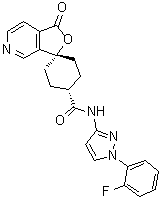 structure of CAS# 328232-95-7, 反式-N-[1-(2-氟苯基)-1H-吡唑-3-基]-1'-氧代螺[环己烷-1,3'(1'H)-呋喃并[3,4-c]吡啶]-4-甲酰胺