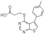 structure of CAS# 329907-28-0, 3-[[5-(4-甲基苯基)噻吩并[2,3-d]嘧啶-4-基]硫代]丙酸