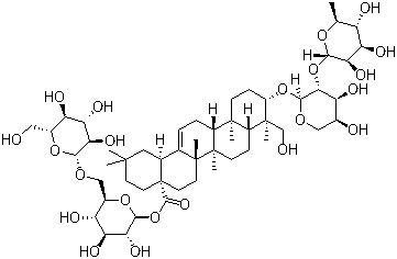 CAS # 33289-85-9, Dipsacoside B, Glycoside L-G3, (3beta,4alpha)-3-[[2-O-(6-Deoxy-alpha-L-mannopyranosyl)-alpha-L-arabinopyranosyl]oxy]-23-hydroxyolean-12-en-28-oic acid, 6-O-beta-D-glucopyranosyl-beta-D-glucopyranosyl ester