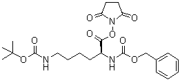 structure of CAS# 3338-34-9, N-(alpha)-Benzyloxycarbonyl-N-(epsilon)-tert-butoxycarbonyl-L-lysine succinimido ester