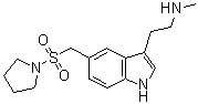 structure of CAS# 334981-12-3, N-甲基-5-[(1-吡咯烷基磺酰基)甲基]-1H-吲哚-3-乙胺