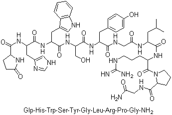 CAS # 33515-09-2, Gonadorelin, Synthetic gonadotropin-releasing hormone, Synthetic luliberin, Synthetic luteinizing hormone-releasing factor