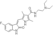 structure of CAS# 342641-94-5, N-(2-二乙胺基乙基)-5-(5-氟-2-氧代-1,2-二氢吲哚-3-基亚甲基)-2,4-二甲基-1H-吡咯-3-甲酰胺