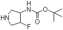 structure of CAS# 351369-12-5, (4-氟-3-吡咯烷基)氨基甲酸叔丁酯