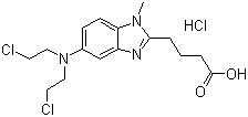 CAS # 3543-75-7, Bendamustine hydrochloride, 1-Methyl-5-bis(2-chloroethyl)amino-2-benzimidazolinebutryric acid hydrochloride, 4-[5-[Bis(2-chloroethyl)amino]-1-methylbenzimidazol-2-yl]butanoic acid hydrochloride