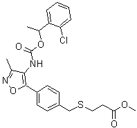 CAS 登录号：355025-13-7, 3-[[[4-[4-[[[1-(2-氯苯基)乙氧基]羰基]氨基]-3-甲基-5-异恶唑基]苯基]甲基]硫基]-丙酸甲酯