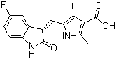 structure of CAS# 356068-93-4, 5-((Z)-(5-氟-2-氧代吲哚烷-3-亚基)甲基)-2,4-二甲基-1H-吡咯-3-羧酸