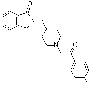 structure of CAS# 359625-79-9, 2-[[1-[2-(4-Fluorophenyl)-2-oxoethyl]-4-piperidinyl]methyl]-2,3-dihydro-1H-isoindol-1-one