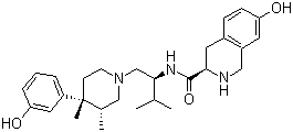 CAS 登录号：361444-66-8, JDTic, (3R)-1,2,3,4-四氢-7-羟基-N-[(1S)-1-[[(3R,4R)-4-(3-羟基苯基)-3,4-二甲基-1-哌啶基]甲基]-2-甲基丙基]-3-异喹啉甲酰胺