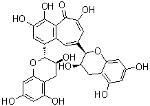 CAS # 36451-14-6, Neotheaflavin, rel-8-[(2R,3R)-3,4-Dihydro-3,5,7-trihydroxy-2H-1-benzopyran-2-yl]-1-[(2R,3S)-3,4-dihydro-3,5,7-trihydroxy-2H-1-benzopyran-2-yl]-3,4,6-trihydroxy-5H-benzocyclohepten-5-one, Epitheaflavin