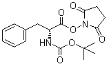 structure of CAS# 3674-18-8, tert-Butyloxycarbonyl-D-phenylalanine N-hydroxysuccinimide ester