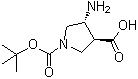 structure of CAS# 369623-85-8, trans-4-Amino-1-(tert-butoxycarbonyl)pyrrolidine-3-carboxylic acid