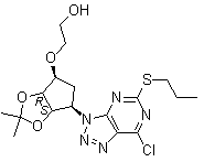 CAS # 376608-75-2, 2-[[(3aR,4S,6R,6aS)-6-[7-Chloro-5-(propylthio)-3H-1,2,3-triazolo[4,5-d]pyrimidin-3-yl]tetrahydro-2,2-dimethyl-4H-cyclopenta-1,3-dioxol-4-yl]oxy]-ethanol
