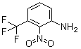 CAS # 386-71-0, 2-Nitro-3-(trifluoromethyl)aniline, 3-Amino-2-nitrobenzotrifluoride, 3-Trifluoromethyl-2-nitroaniline, NSC 10269