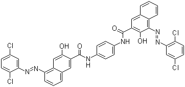 CAS 登录号：3905-19-9 (12225-04-6), 颜料红 166, N,N'-1,4-亚苯基-二[4-[(2,5-二氯苯基)偶氮]-3-羟基萘-2-甲酰胺]